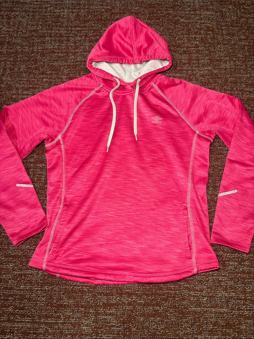 Bright pink Heathered hoodie athletic Athleisure pullover sweatshirt large - Picture 2 of 14